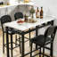 Ensemble de table de salle à manger 3 pièces avec 2 chaises, plateau en faux marbre et cadre en acier, coin-repas pour petits appartements, studios et coins-repas