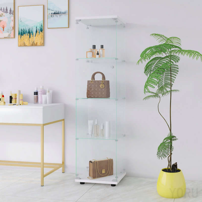 Vitrine 64,7 po, 4 tablettes, blanc, Blanc