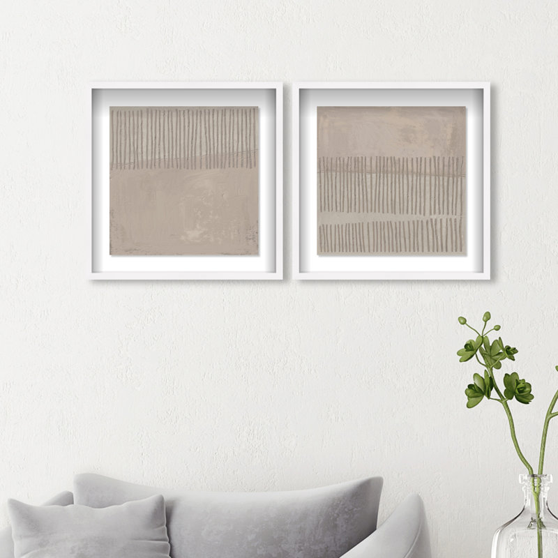 Minimal Fence Set Shadowbox Abstract Print by Oliver Gal, Black Frame, 12 x 12, 21.5"H x 21.5"W, White Shadowbox