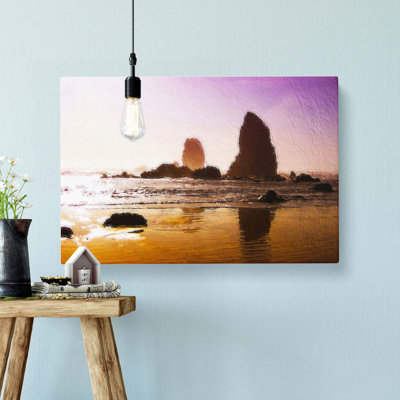Rock Formations On A Beach In Oregon - Wrapped Canvas Painting