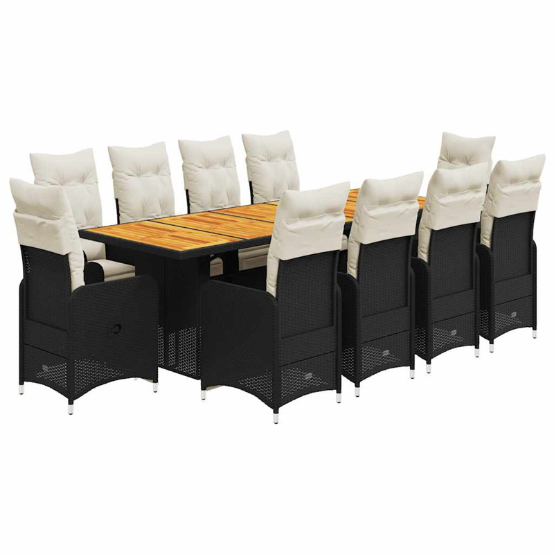 Ensemble bistro avec repose-pieds réglables en rotin de polyester noir, 10