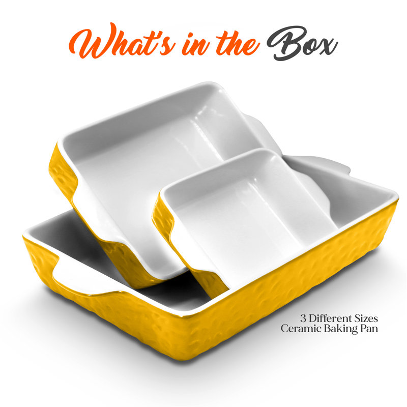 NutriChef 3 Piece Non-Stick Ceramic Bakeware Set