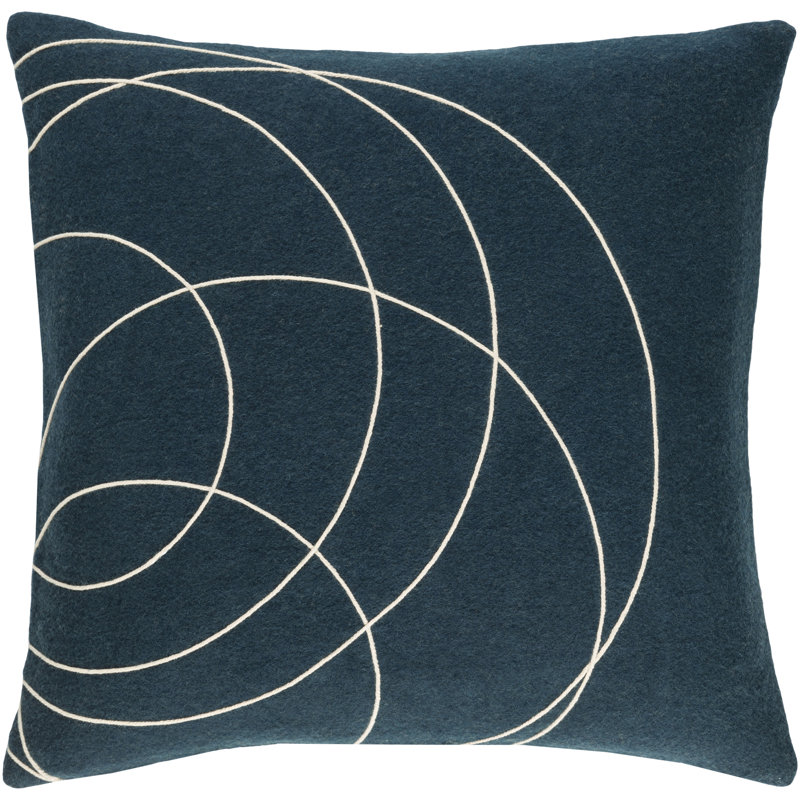 Coussin en laine Bold, Gris moyen / crème, 22 po x 22 po, Duvet / plume