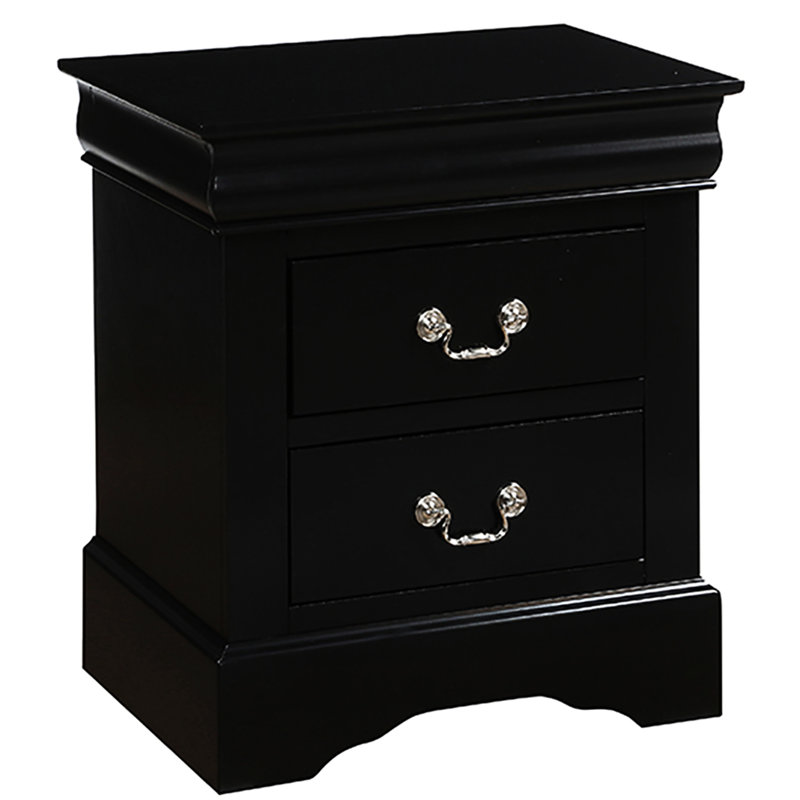 Table de chevet 2 chambres avec 2 tiroirs pour les objets personnels, Noir