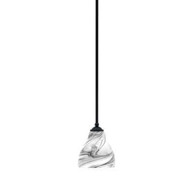 Zilo Stem Hung Mini Pendant Shown In Graphite Finish With 6.25" Glass