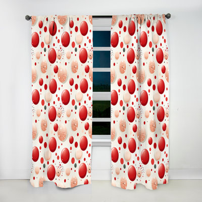 Rideau en velours moderne à pois rouges et blancs Tarrington III - obscurcissant - 1 panneau