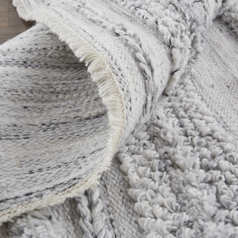 Tsavag Casual Stripes Grey/Silver/Ivory Area Rug, Rectangle de 10 pi x 14 pi