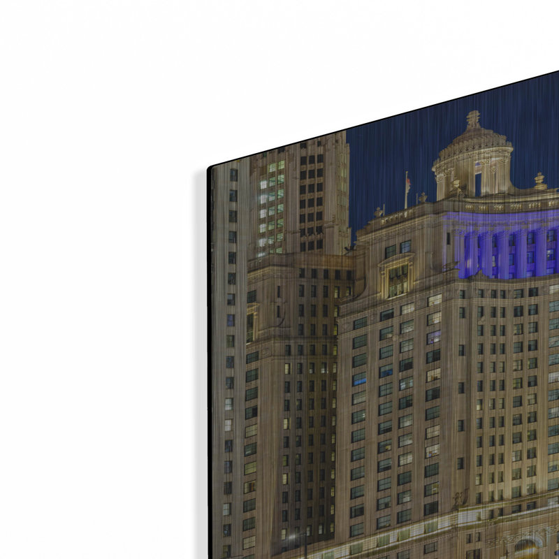 «Chicago River At Night» par AKG, H 36 po x l 24 po