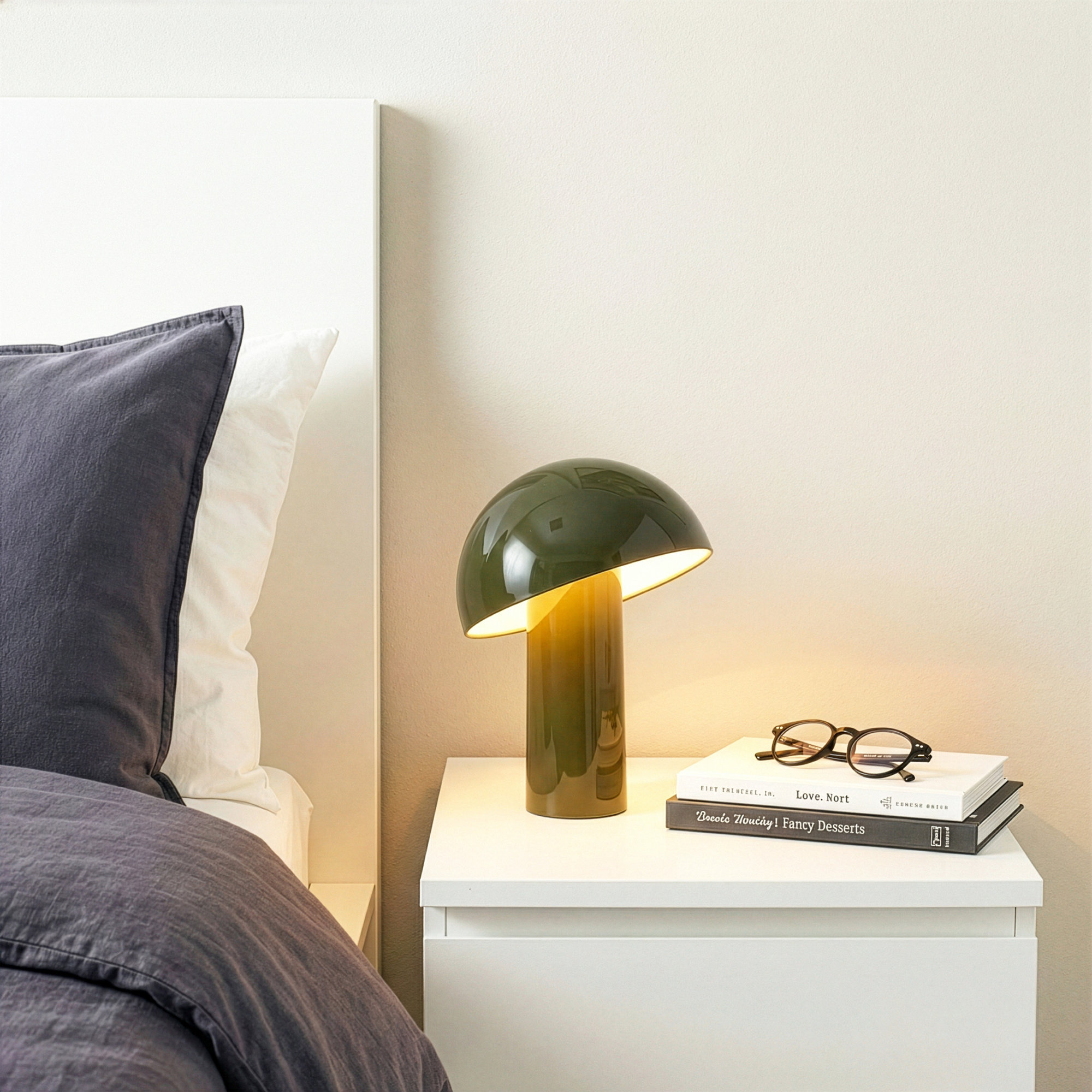 Celia 10" Mushroom Portable LED Table Lamp, 3-Way Dimming and Rechargeable, Green
