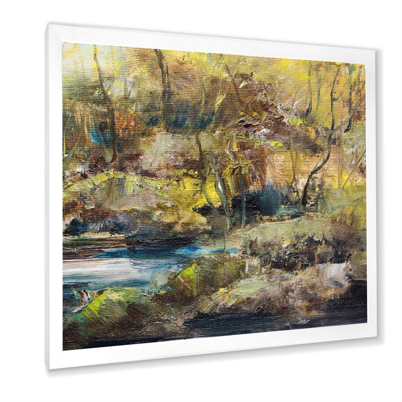 Illustration de paysage de rivière d'été IV - œuvre d'art traditionnelle sur toile, H 30 po x l 30 po x P 1 po