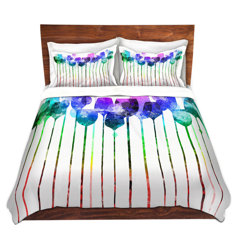 Ensemble de housse de couette cocktail hour hour, Blanc / bleu / vert, 1 housse simple + 1 taie standard