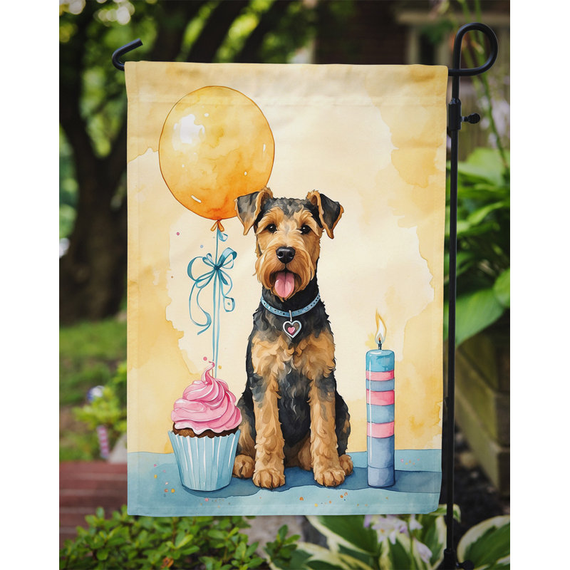 Drapeau de jardin «Happy Birthday», Terrier brun