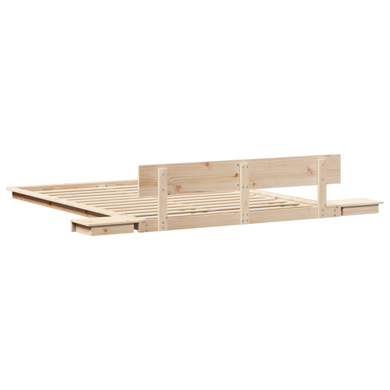 Solid Wood Bed, European Double (140 x 200 cm), Natural