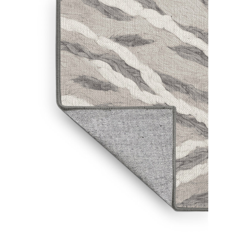 Machine Washable Gray Area Rug, Round 7'