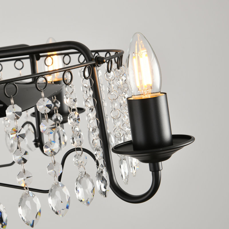 50cm Black Crystal Chandelier Ceiling Fan with Light Kit and Remote