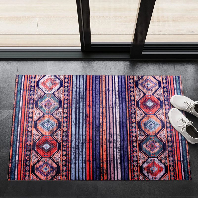 Oriental Cotton and Chenille Flatweave Area Rug, 60 x 100 cm