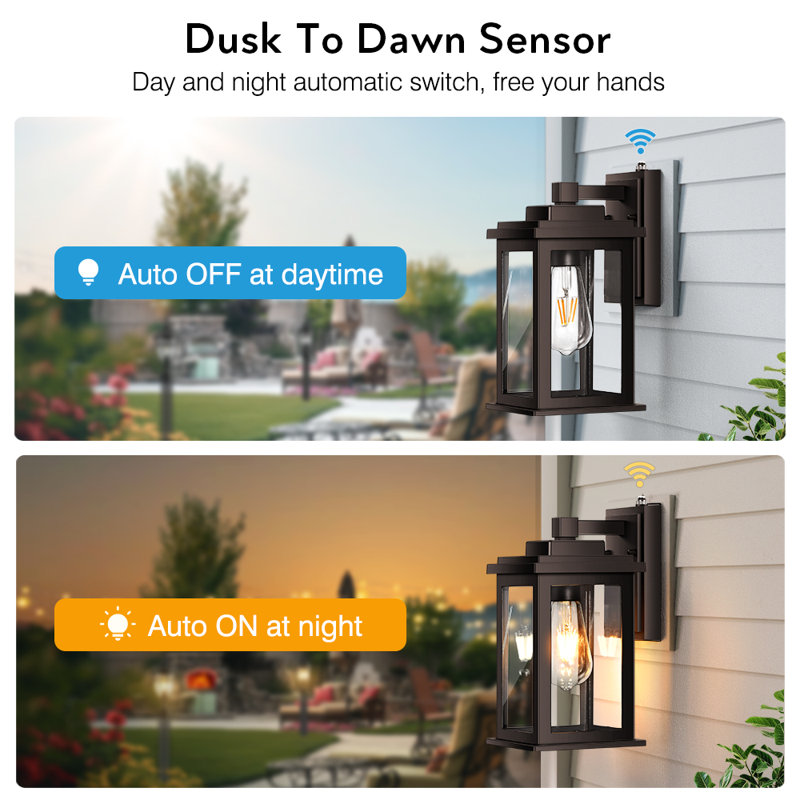 Lanterne murale d'extérieur noir Dusk to Dawn, ensemble de 2 lumières d'extérieur pour la maison, Noir mat