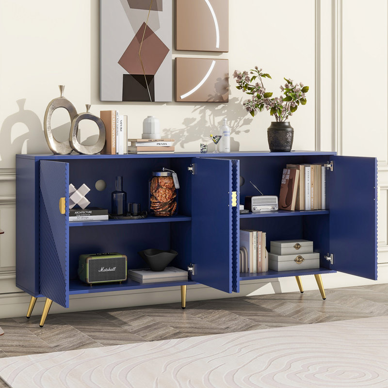 Meuble télé avec rangement Suyeko, Bleu marine