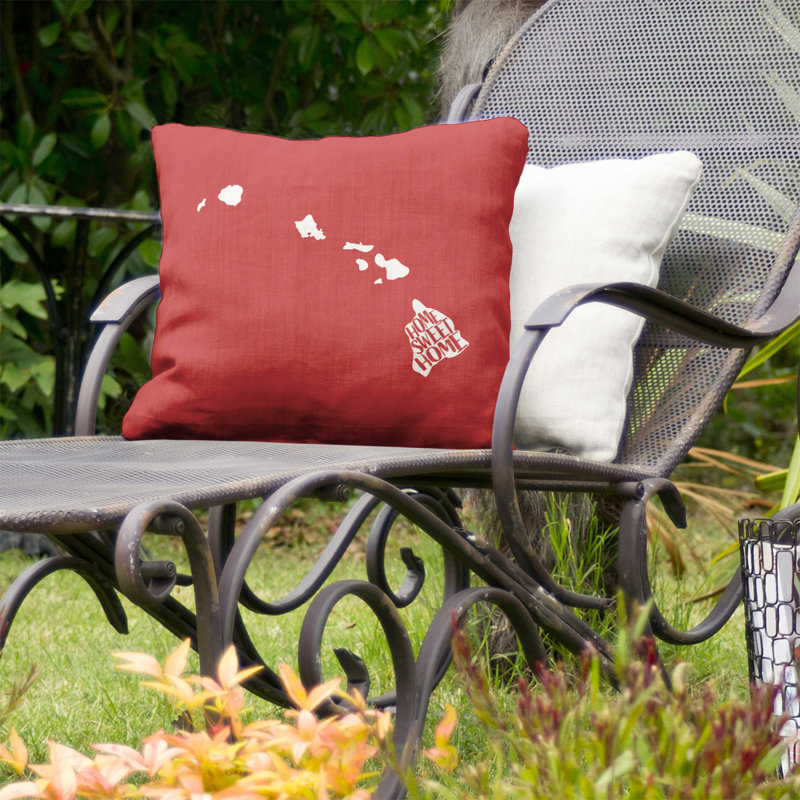 Coussin intérieur / extérieur Home Sweet, 18 po x 18 po, Hawaii, Rouge