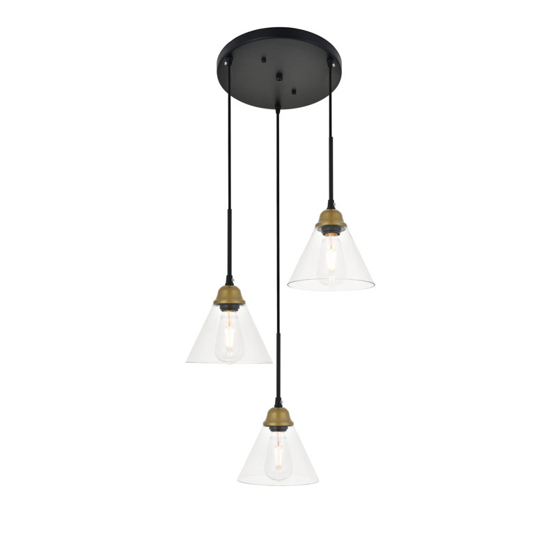 Hudson Oaks 3 - Light Cluster Pendant, Black/Brass
