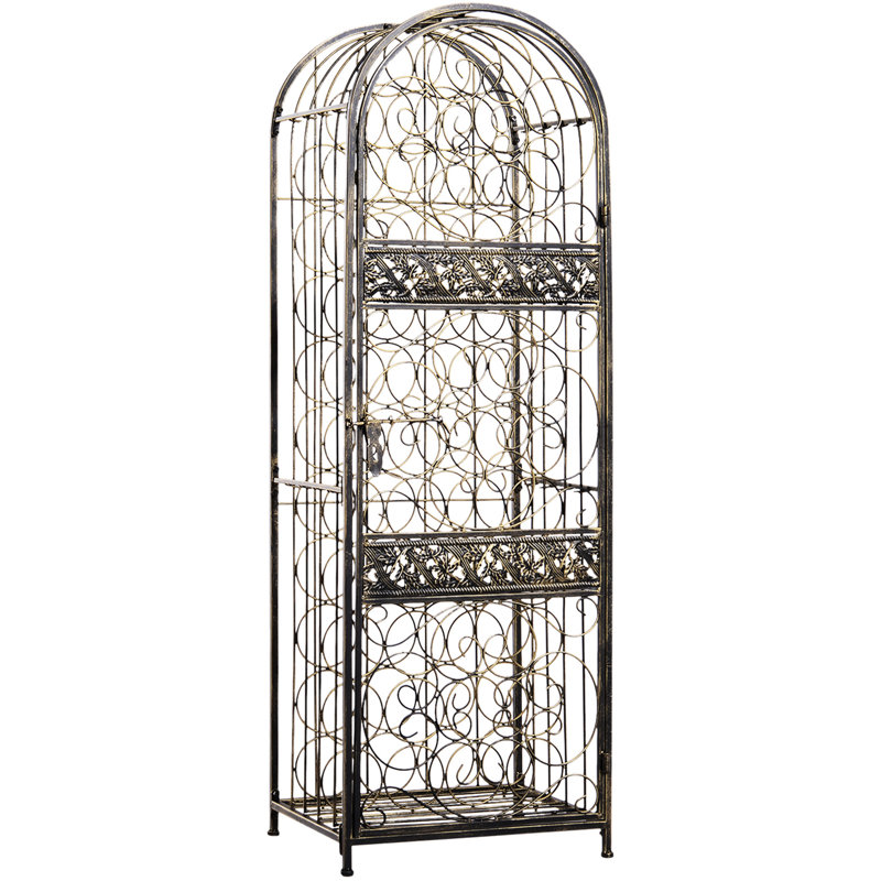 Contenant 45 bouteilles en fer forgé avec serrure, bronze antique, attrayant charme, l 17,94 po x P 14,03 po, option élégante
