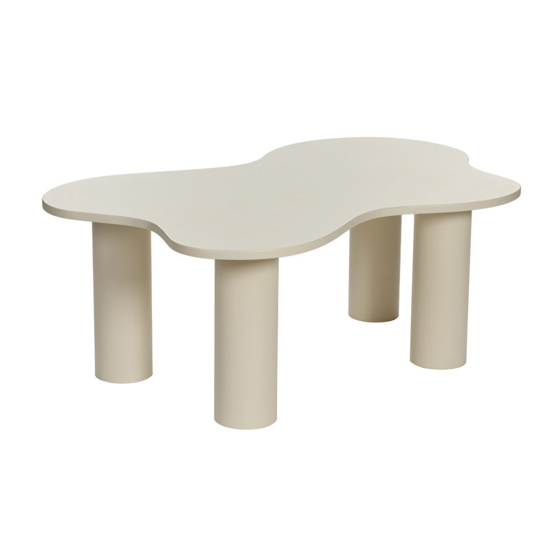 Table basse élégante, couleur crème, 43,3 po x 15,7 po x 27,6 po | 100% panneau de fibres à densité moyenne avec finition en laque de polyuréthane, épaisseur: 0,7 pouce | Conception abstraite élégante de couleur unie, parfaite pour la décoration du salon