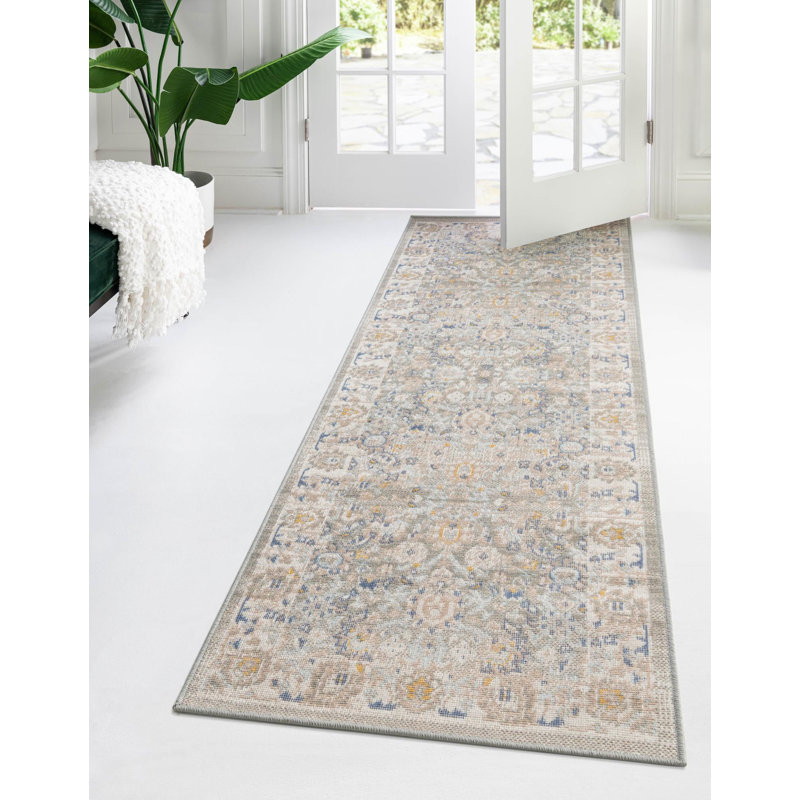 Tapis traditionnel gris Matthei, Tapis de couloir 2 pi 7 po x 12 pi