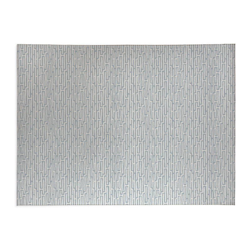 Twilight Labyrinth Lightweight Non-Slip Kitchen Mat, Slate Blue Geometric, Rectangle 2' x 3'