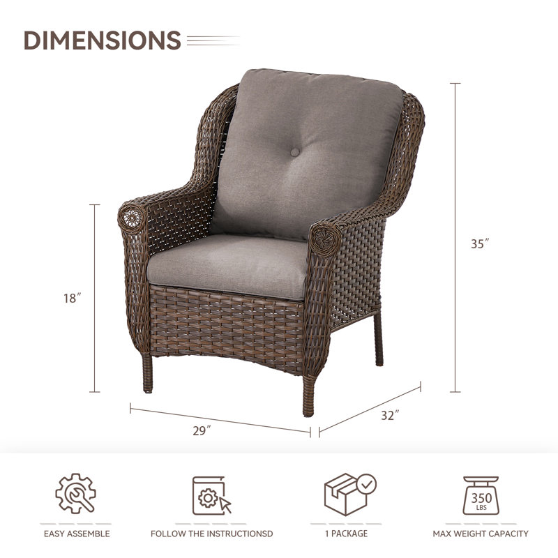 Ensemble de 2 chaises d'extérieur avec coussins Mindee, Gris