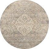 Hand Knotted Oriental Area Rug in Gold/Gray/Beige