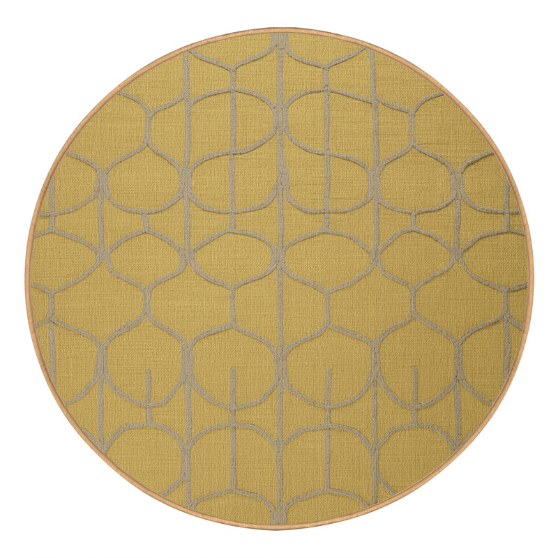 Tapis brun treillis lavable à la machine, Rond 4 pi