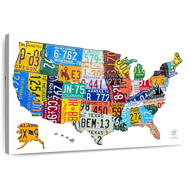 License Plate Map USA II, 8" H x 12" W