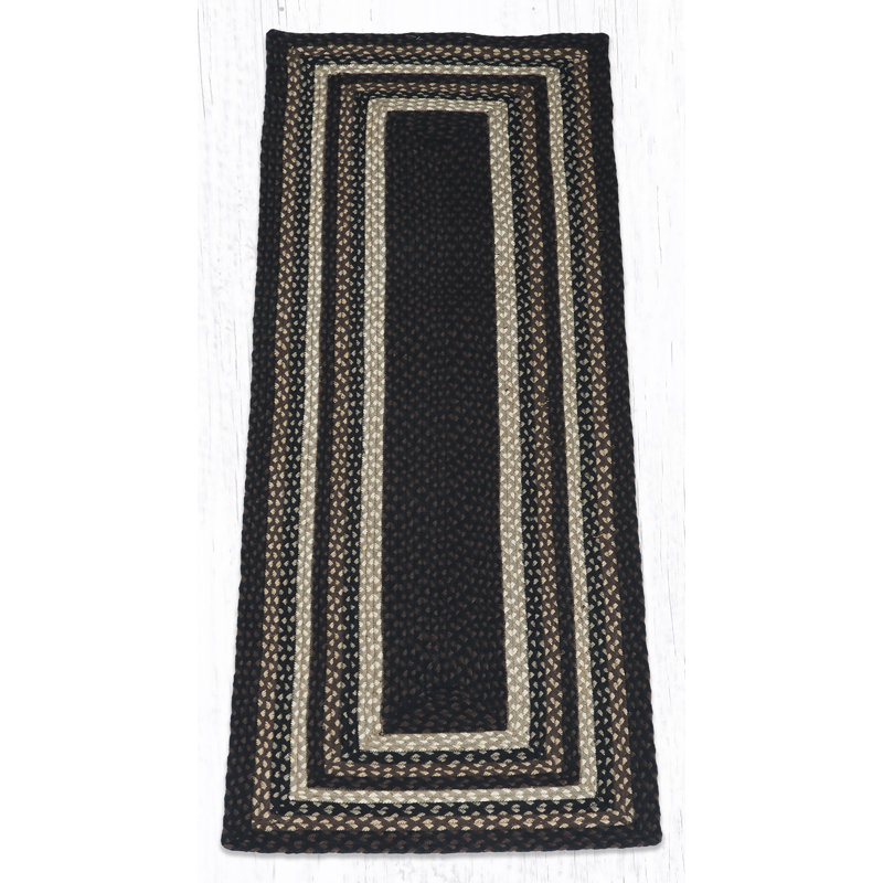  Mocha/Frappuccino Oblong Braided Rug Handwoven Jute, Runner 2' x 6'