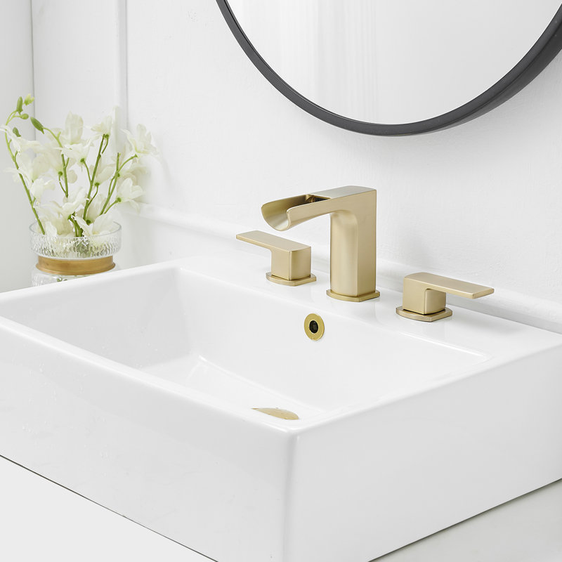 2-handle Bathroom Faucet with Drain Assembly, Brushed Gold