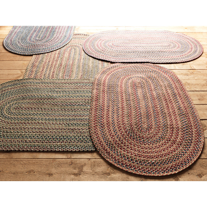 Tapis multicolore et avoine en mélange de laine fabriqué à la main Entwistle, Ovale 12 pi x 15 pi