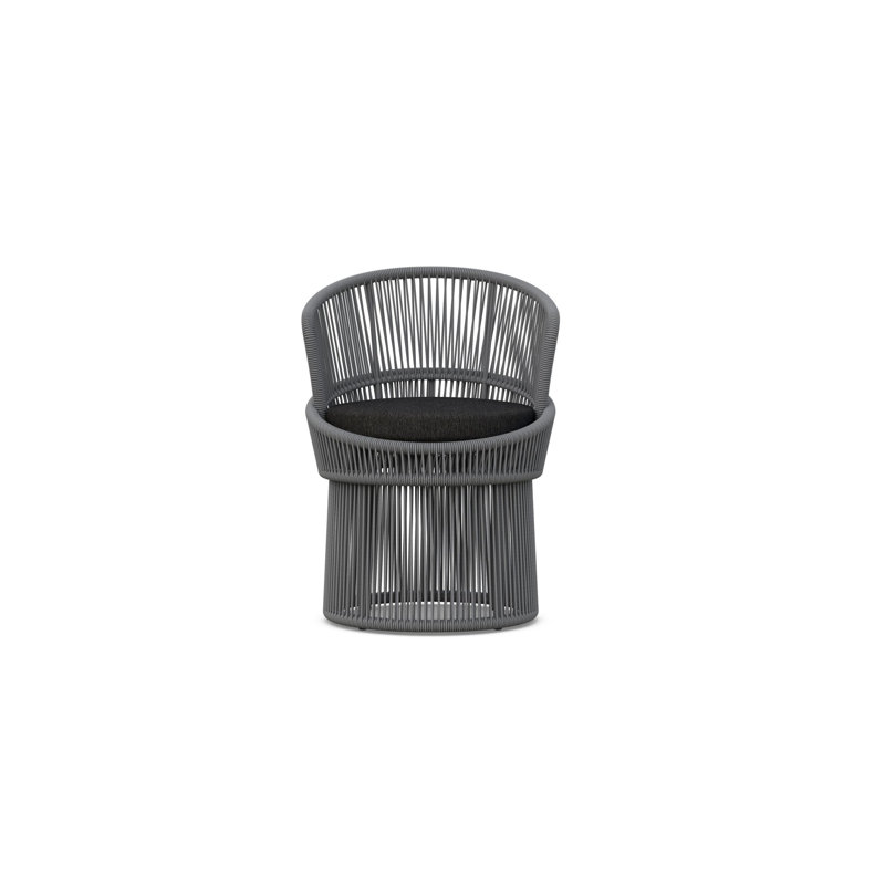 Palma Swivel Patio Dining Armchair with Cushion, Matte Charcoal Frame/Mocha Cushion