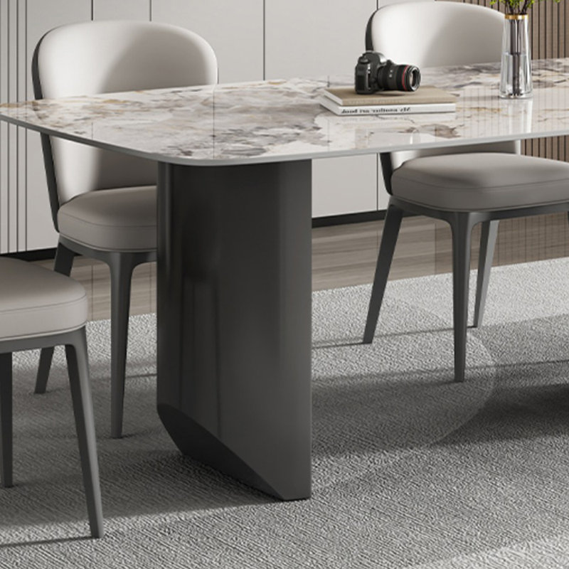 Ensemble de table de salle à manger rectangulaire de style italien, Blanc cassé/gris foncé, H 29,5 po x L 63 po x l 31,5 po