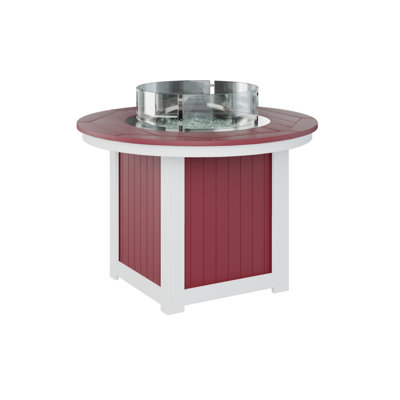  Table ronde de foyer d'extérieur rouge avec base blanche 44 po Donoma