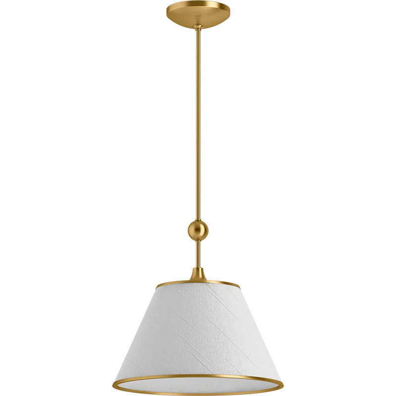 Parohn One-Light Pendant, White, Brushed Modern Brass