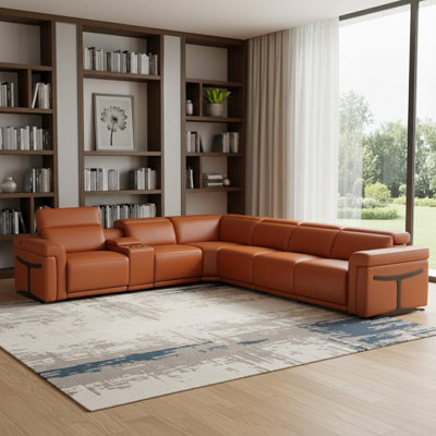 Canapé modulaire en L sept pièces Camel