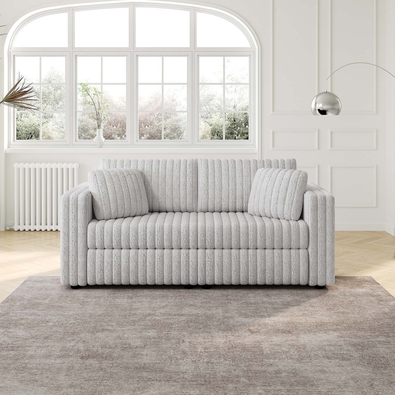 Canapé modulaire en fausse fourrure, Gris clair, 2, H 30,7 po x l 75,6 po x P 34,6 po