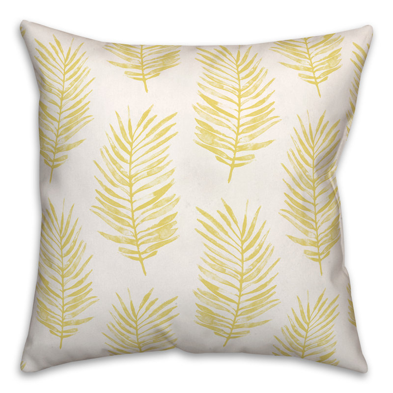  Coussin Fern, 16 po x 16 po, Jaune