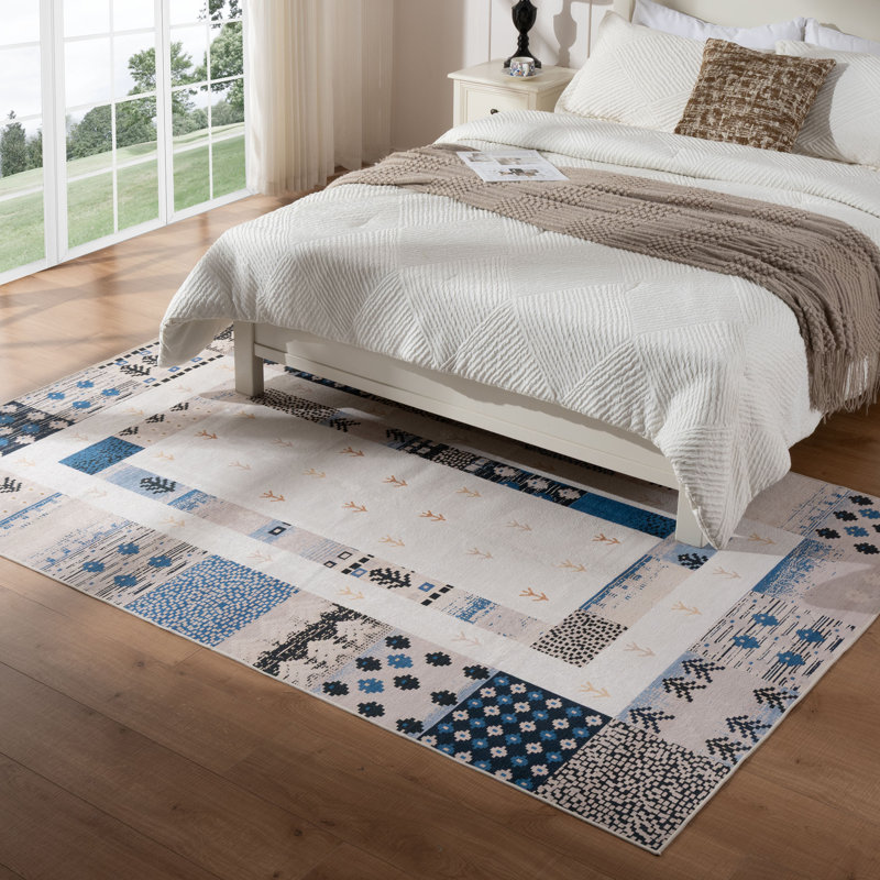 Machine Washable Vintage Area Rug - Soft Carpet With Non-slip Backing For Living Room, Bedroom, Office, Rectangle 8' x 10'