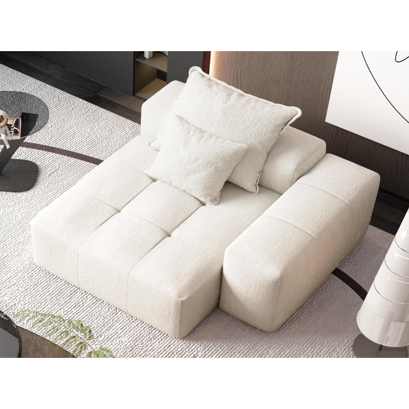 Chaise en chenille avec 2 coussins, Beige