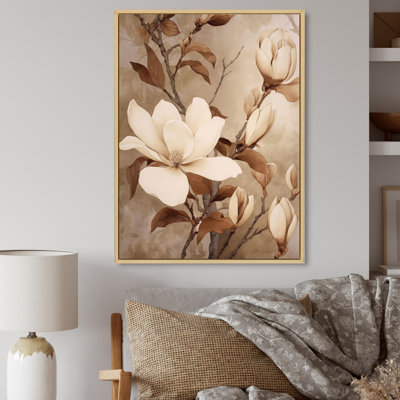 Blanc blanc brun Magnolias nature sérénité - art mural floral