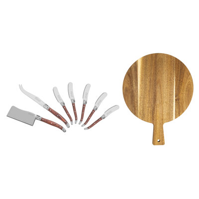 Ensemble de couteaux à fromage French Laguiole avec poignées et planche de bois French Home