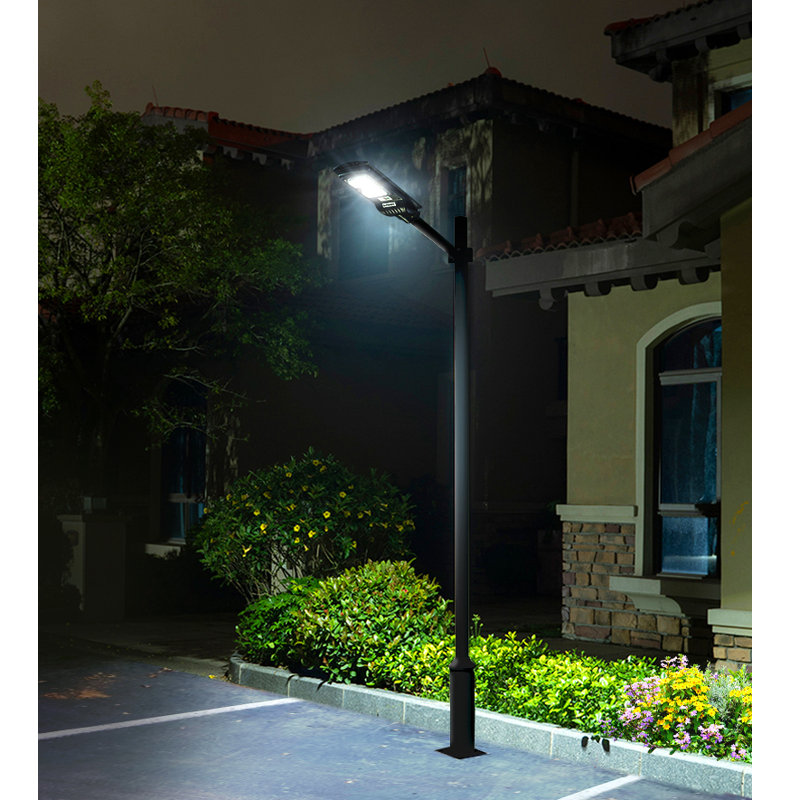 Black Metal Solar Powered LED Lamp Post with Motion Sensor