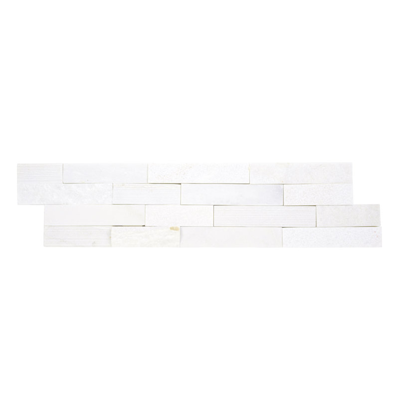 Stonecrest 6 in. x 24 in. Multi Finish Natural Stone Ledger Panel Corner Wall Tile, Auric White