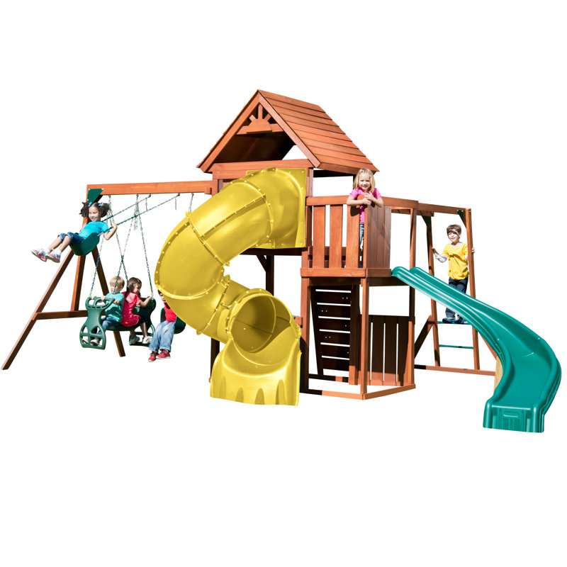 Grandview Twist Complete Swing Set, Yellow/Teal