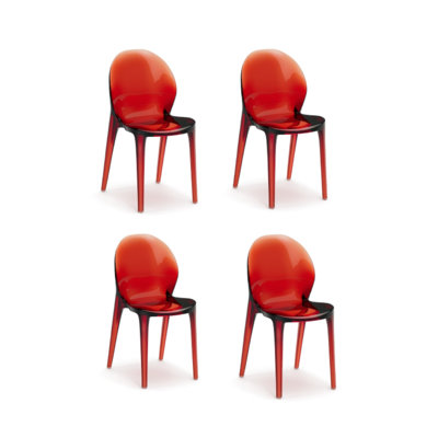 SET OF 4 POLYCARBONATE CHAIRS RUBY - RED